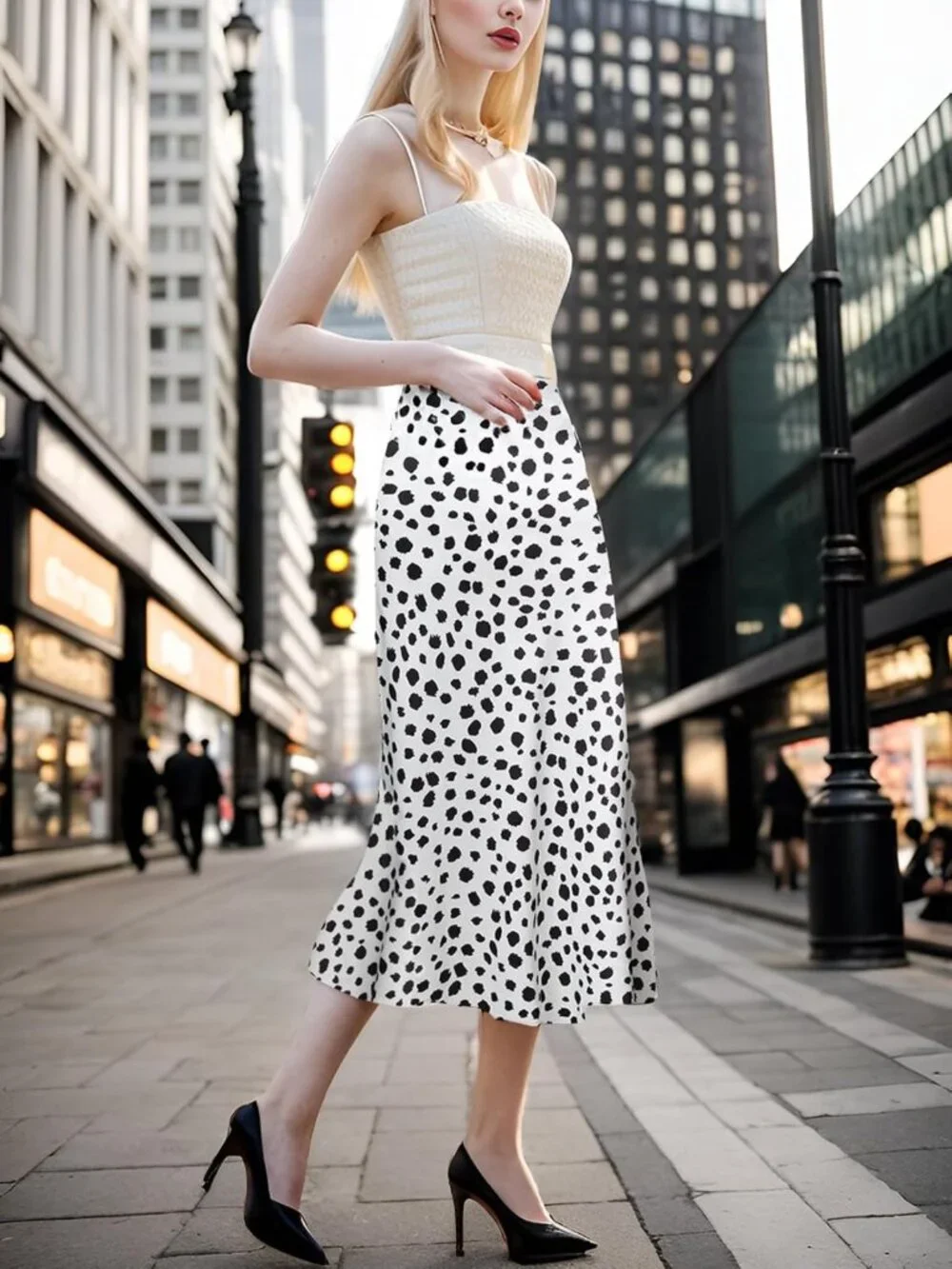 Trendy Women's Leopard Print Midi Skirt - Summer Long Satin High Waist Elastic